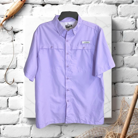 Habit Lavender Lilac Button Dri-Fit UV Outdoor Fishing Guide Shirt Men Medium - Picture 1 of 9
